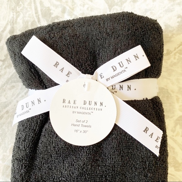 RAE DUNN Wicked Witch & Handsome Devil Hand Towel Set Black White Embroidered - Picture 3 of 6